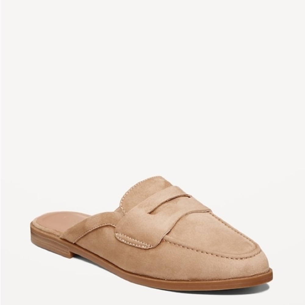 Old Navy Women’s Tan Suede Loafer Mules - Size 8